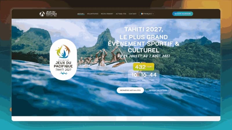 Aperçu du site officiel Jeux du Pacifique Tahiti 2027